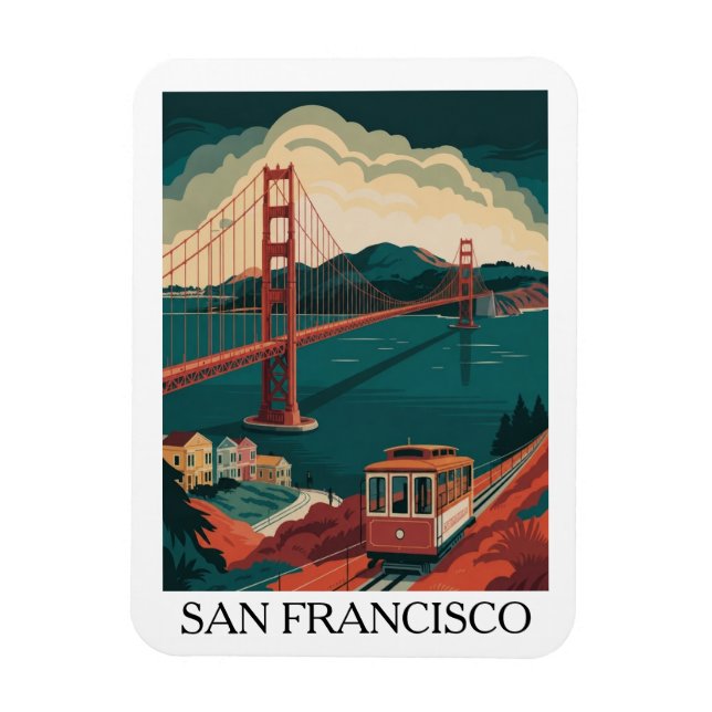 Vintage resa San Francisco Golden Gate Bridge Magnet (Vertikal)