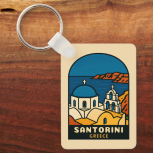 Vintage Resa Santorini Grekland Retro Kust Nyckelring