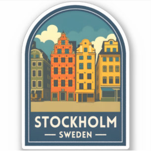 Vintage Resa Stockholm Sverige Gamla Stan Retro Klistermärken