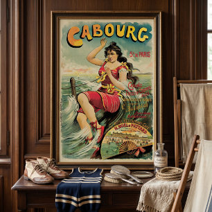 Vintage Resa, Strand Resort, Cabourg Frankrike Poster