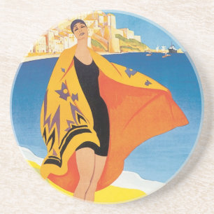 Vintage Resa, Strand Semester i Calvi, Korsika Underlägg Sandsten