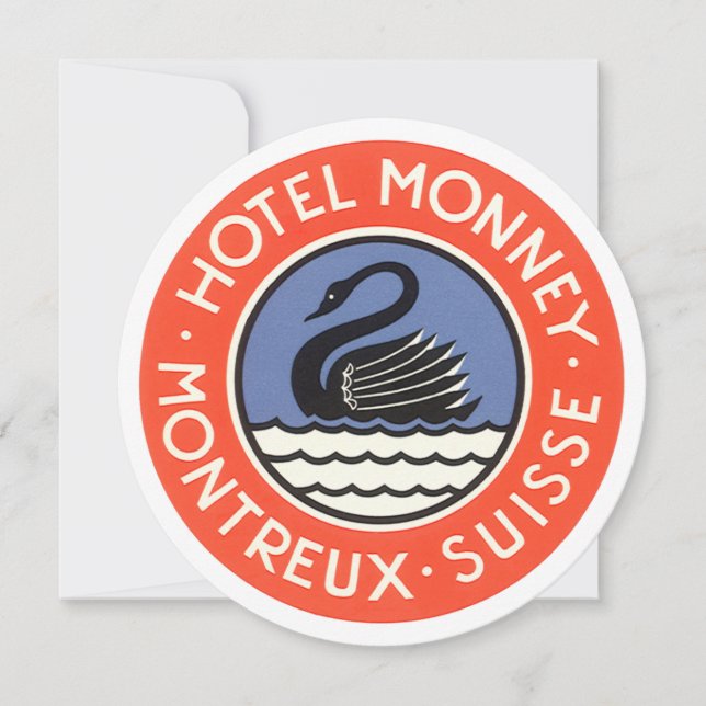 Vintage resa, Svanfågel Hotel Monney Schweiz (Framsida)