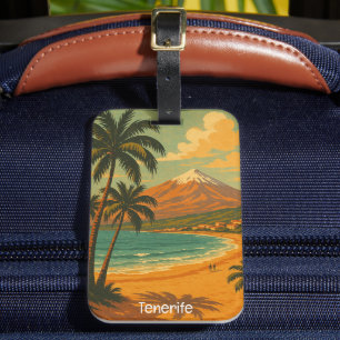 Vintage Resa Tenerife Kanarieöarna Mount Teide Bagagebricka