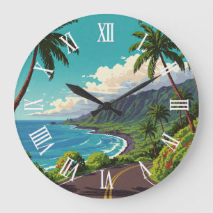 Vintage resa till Hana Maui Hawaii Stor Klocka