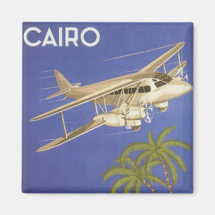 Vintage resa till Kairo, Egypten, Dobbeldäckarplan Magnet