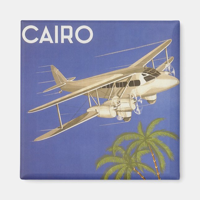 Vintage resa till Kairo, Egypten, Dobbeldäckarplan Magnet (Framsidan)