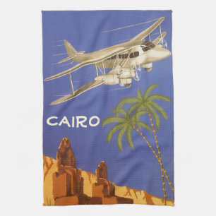 Vintage resa till Kairo, Egypten, Doppelflygplan Kökshandduk