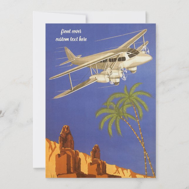 Vintage resa till Kairo, Egypten, dubbeldäckarplan Inbjudningar (Framsida)
