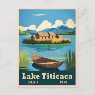 Vintage resa till Lake Titicaca, Sydamerika, natur Vykort