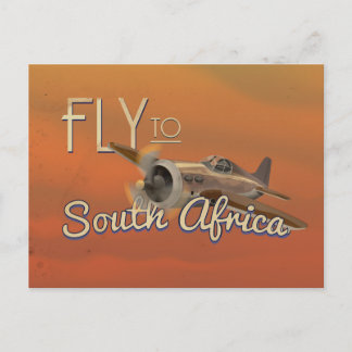 Vintage resa till Sydafrika Affisch Vykort