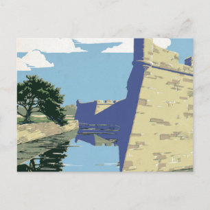 Vintage resaffisch plakat som visar Fort Marion Vykort