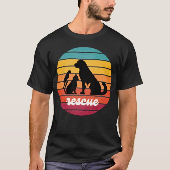 Vintage Rescue Alla Djur T Shirt (Framsida)