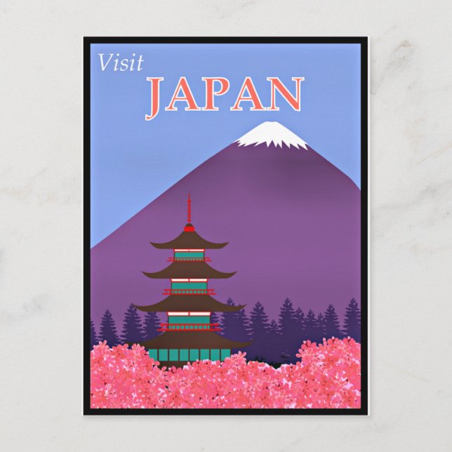 Vintage reseaffisch, Besök Japan Vykort (Framsida)