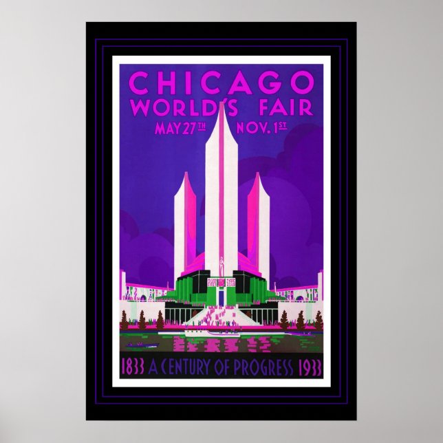 Vintage reseaffisch Chicago Världsutställningen ny Poster (Framsidan)
