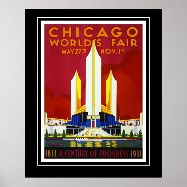 Vintage reseaffisch Chicago Världsutställningen St Poster (Framsidan)