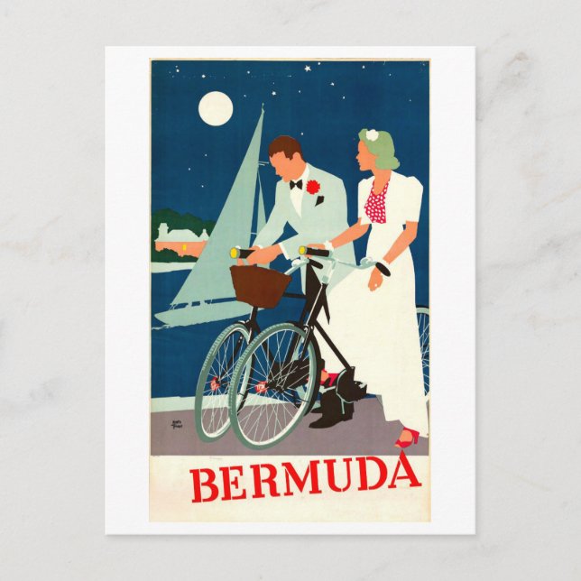 Vintage reseaffisch för Bermuda Vykort (Framsida)