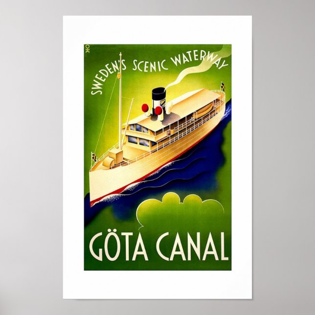 Vintage reseaffisch Göta Kanal Poster (Framsidan)