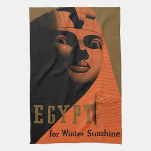 Vintage reseaffisch med Sfinxen, Egypten, Afrika Kökshandduk