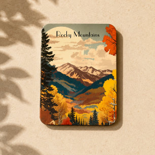 Vintage reseaffisch Rocky Mountains Magnet