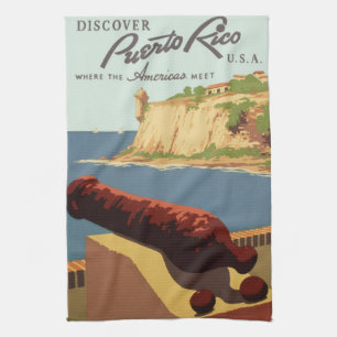 Vintage researvykonst, Upptäck Puerto Rico! Kökshandduk