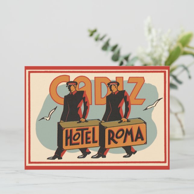 Vintage resebellhoppar Hotel Roma, Cadiz, Spanien (Stående Fram)