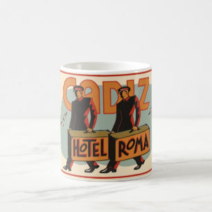 Vintage resebellhoppar Hotel Roma, Cadiz, Spanien Kaffemugg