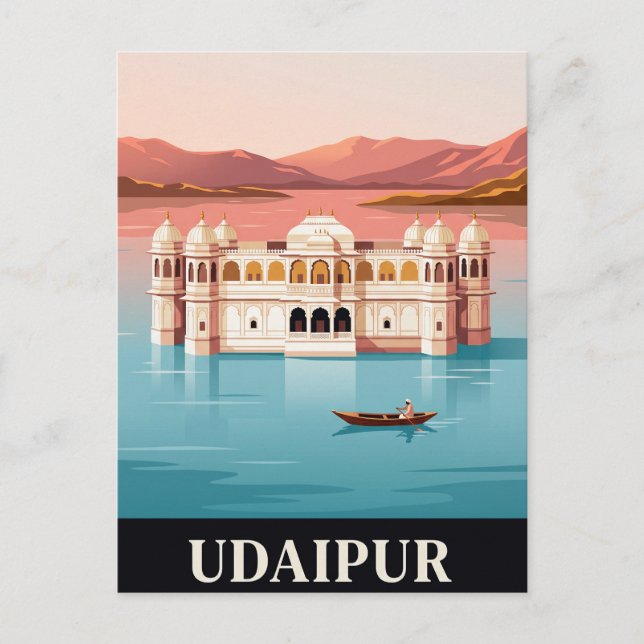 Vintage resehandlingar | UDAIPUR Vykort (Framsida)