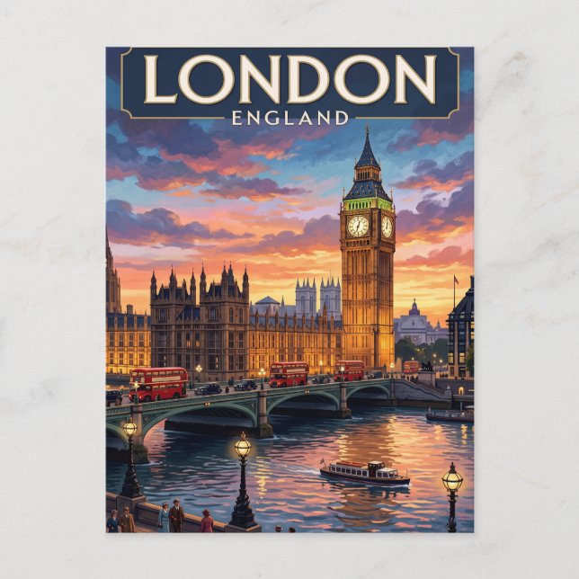 Vintage resehandlingskort London Vykort (Framsida)
