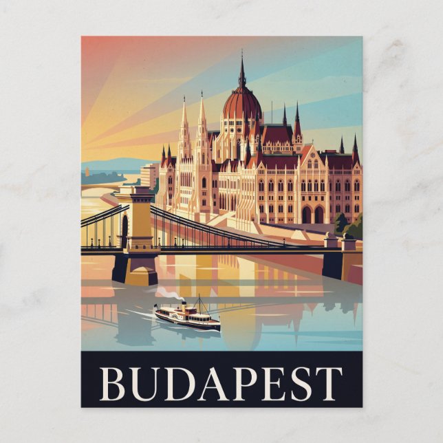 Vintage resehandlingspostkort | BUDAPEST Vykort (Framsida)