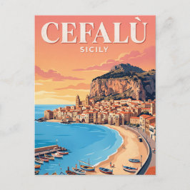 Vintage resehandlingspostkort | Cefalù, Italien Vykort