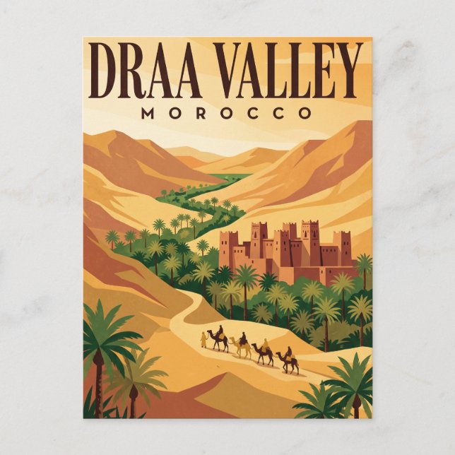 Vintage resehandlingspostkort | Draa Valley Marock Vykort (Framsida)