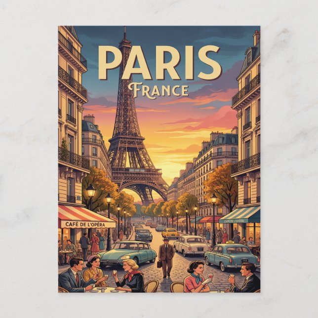 Vintage resehandlingspostkort | Paris Frankrike Vykort (Framsida)