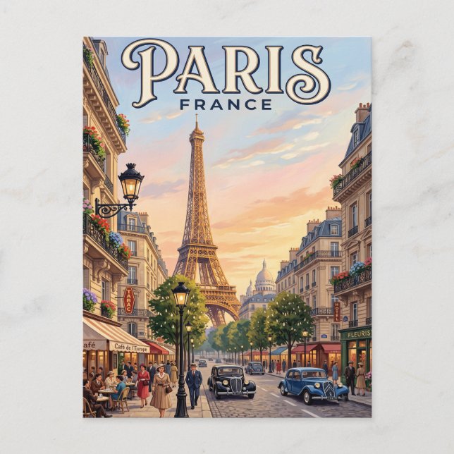 Vintage resehandlingspostkort Paris Vykort (Framsida)