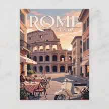 Vintage resehandlingspostkort | Rom Italien