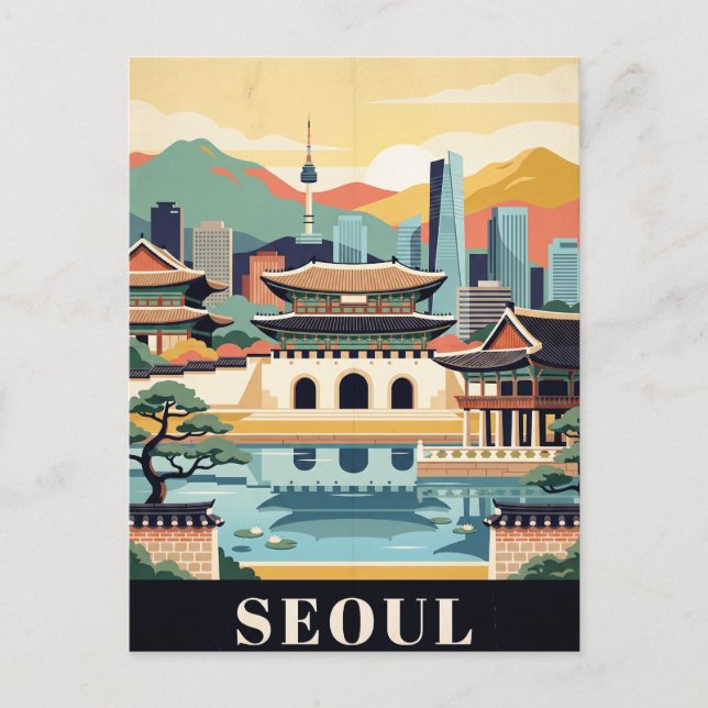 Vintage resehandlingspostkort | Seoul Vykort (Framsida)
