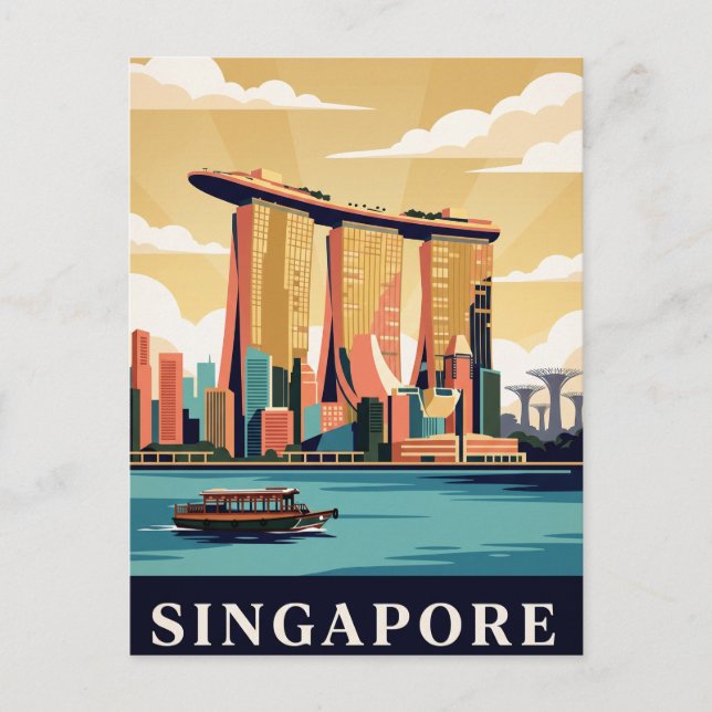 Vintage resehandlingspostkort | Singapore Vykort (Framsida)
