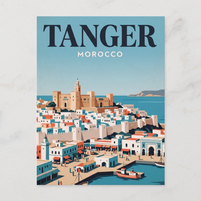 Vintage resehandlingspostkort | Tanger, Marocko Vykort (Framsida)
