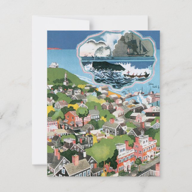 Vintage reseillustration, karta över Nantucket Isl (Framsida)