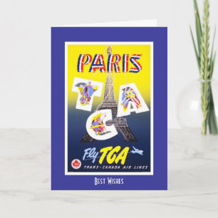 Vintage resekort Paris Frankrike Flygbolag Europa Kort