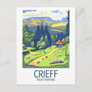 Vintage resemaffisch för Crieff i Skottland Vykort