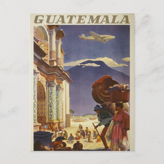 Vintage-resemaffisch för Guatemala Vykort (Framsida)