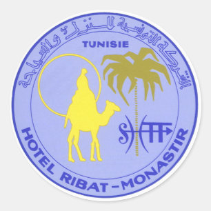 Vintage resemål hotell Ribat i Monastir, Tunisien Runt Klistermärke