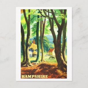 Vintage resemalj för Hampshire i England Vykort