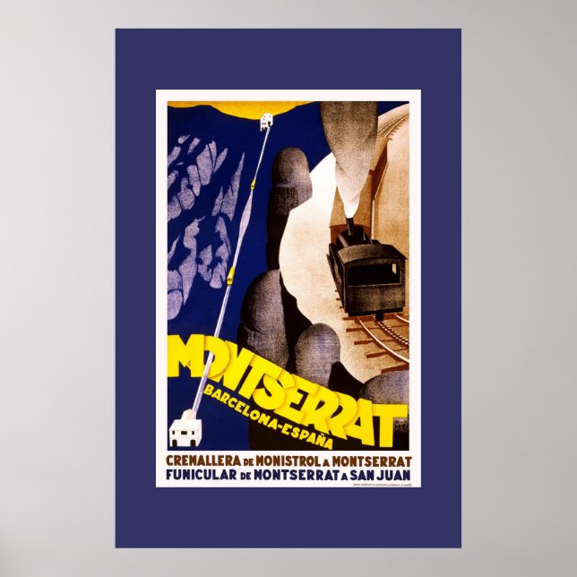 Vintage resemaljkat poster Montserrat Spanien (Framsidan)