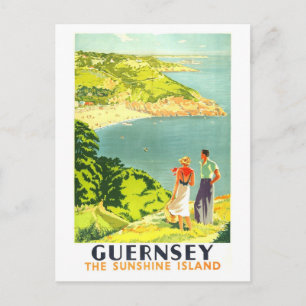 Vintage resemalmanackaffisch för Guernsey Vykort