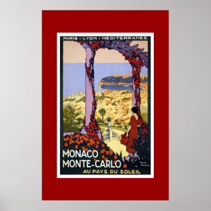 Vintage resemålning affisch Monaco Monte Carlo