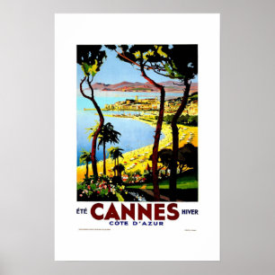Vintage resemålning Cannes Frankrike Poster