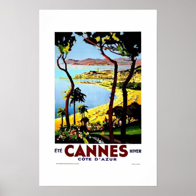 Vintage resemålning Cannes Frankrike Poster (Framsidan)