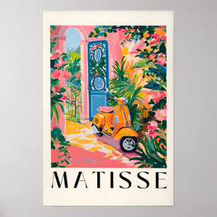 Vintage resemålning, italiensk skotertryck, rosa poster