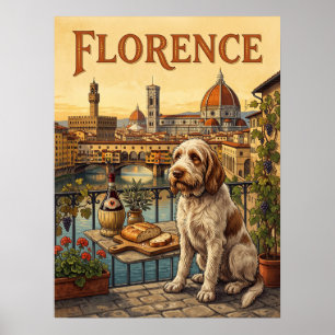 Vintage resemålningar Florens Italien Hund Duomo Poster